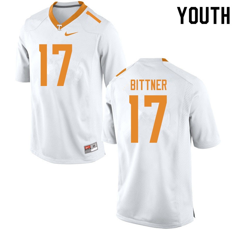 Youth #17 Michael Bittner Tennessee Volunteers College Football Jerseys Sale-White - Click Image to Close